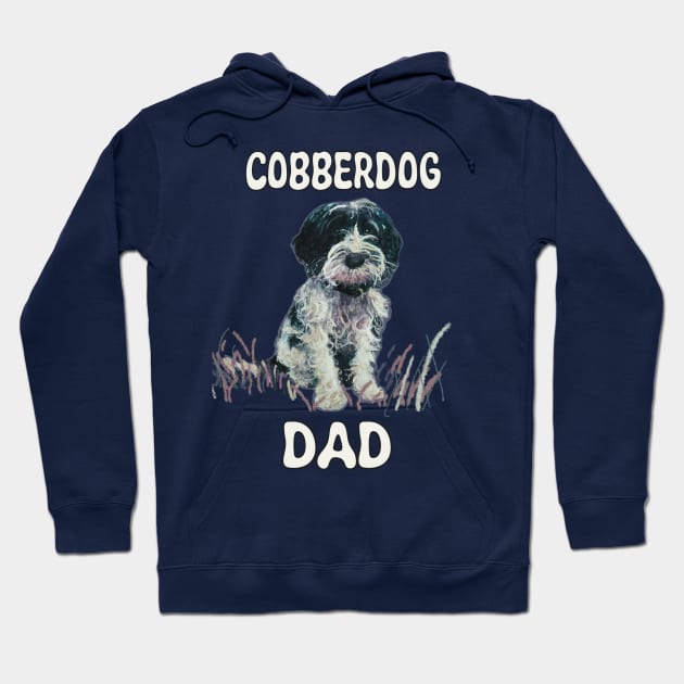 Black and White Cobberdog Dad shirt Hoodie by Peaceful Pigments